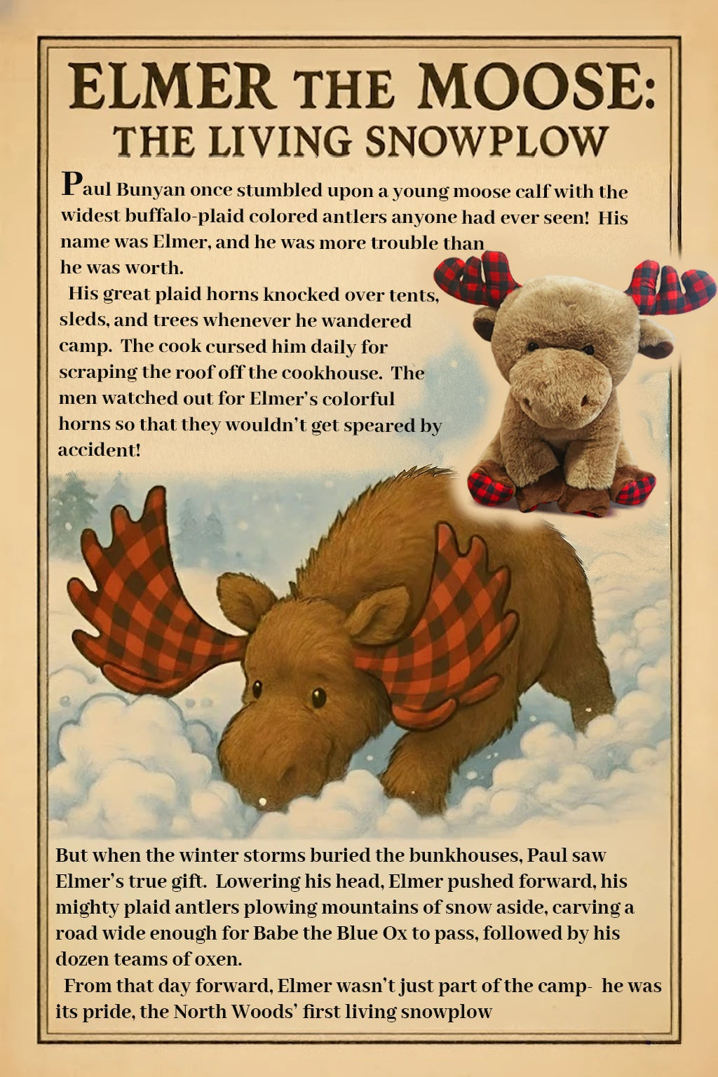 Elmer the Moose - Paul Bunyan Lumber Camp Plush Toy